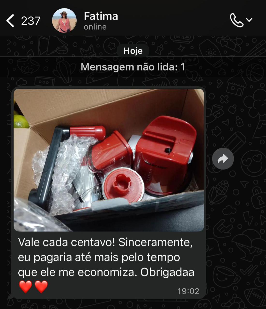 Cliente recebeu o produto